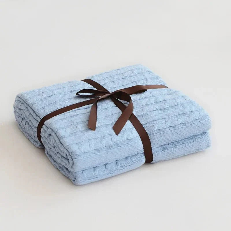 Knitted Cotton Solid Colour Throw Blanket for Cozy Comfort