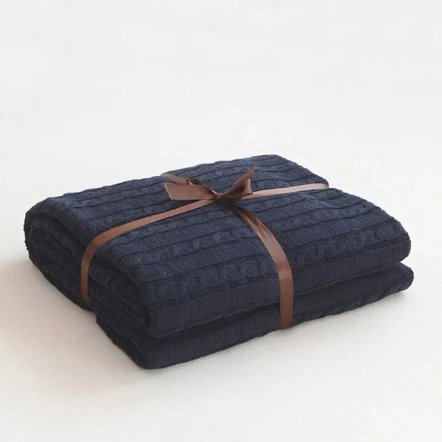 Knitted Cotton Solid Colour Throw Blanket for Cozy Comfort