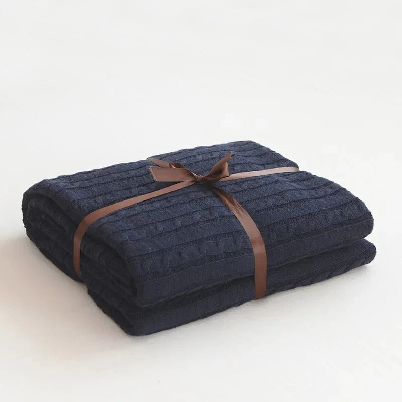 Knitted Cotton Solid Colour Throw Blanket for Cozy Comfort