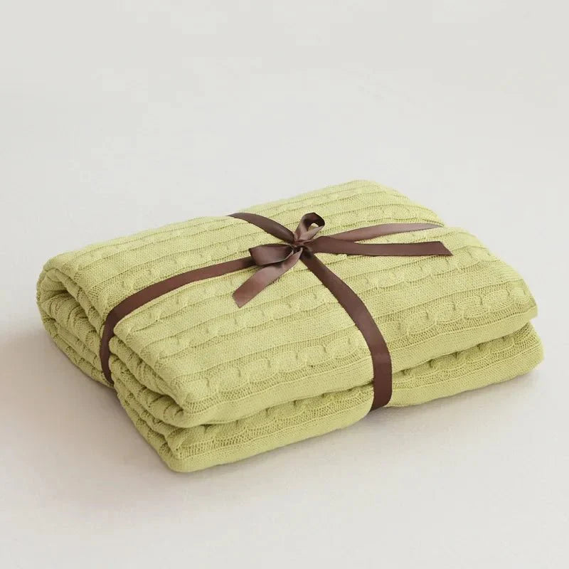 Knitted Cotton Solid Colour Throw Blanket for Cozy Comfort