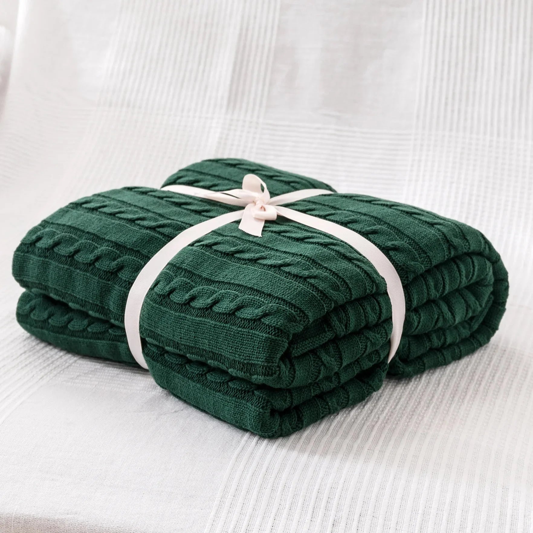 Knitted Cotton Solid Colour Throw Blanket for Cozy Comfort