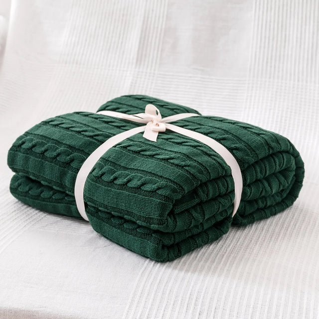 Knitted Cotton Solid Colour Throw Blanket for Cozy Comfort