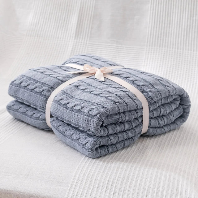 Knitted Cotton Solid Colour Throw Blanket for Cozy Comfort