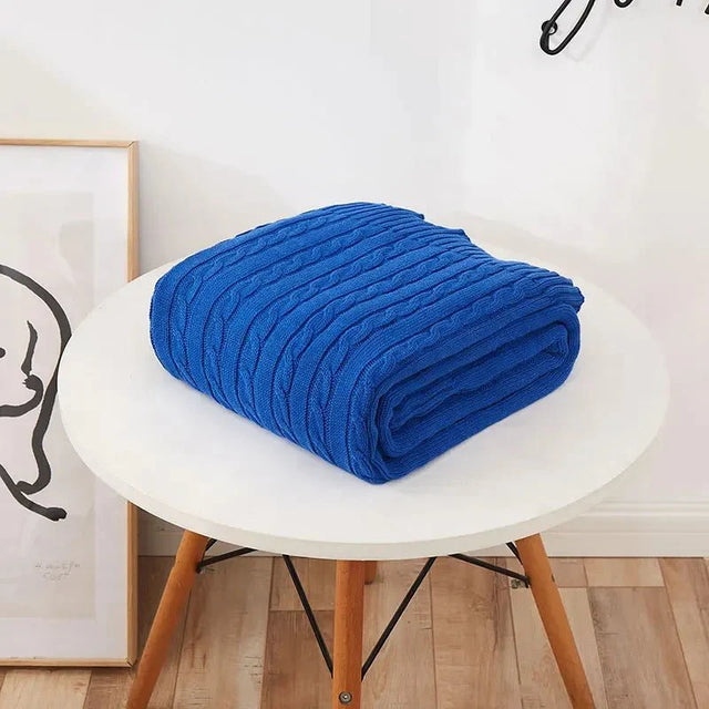 Knitted Cotton Solid Colour Throw Blanket for Cozy Comfort
