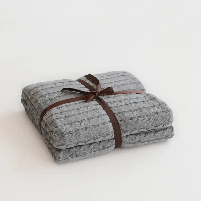 Knitted Cotton Solid Colour Throw Blanket for Cozy Comfort