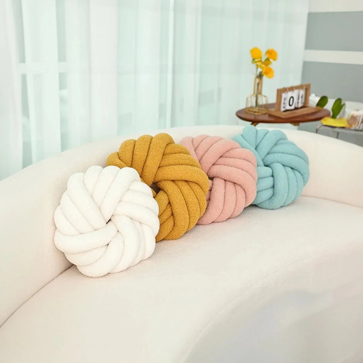 Lamb's Wool Knotted Throw Cushion - Cozy Hand Woven Design
