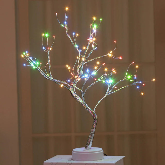 Illuminated Tree Bedside Lamp with Colorful Beads