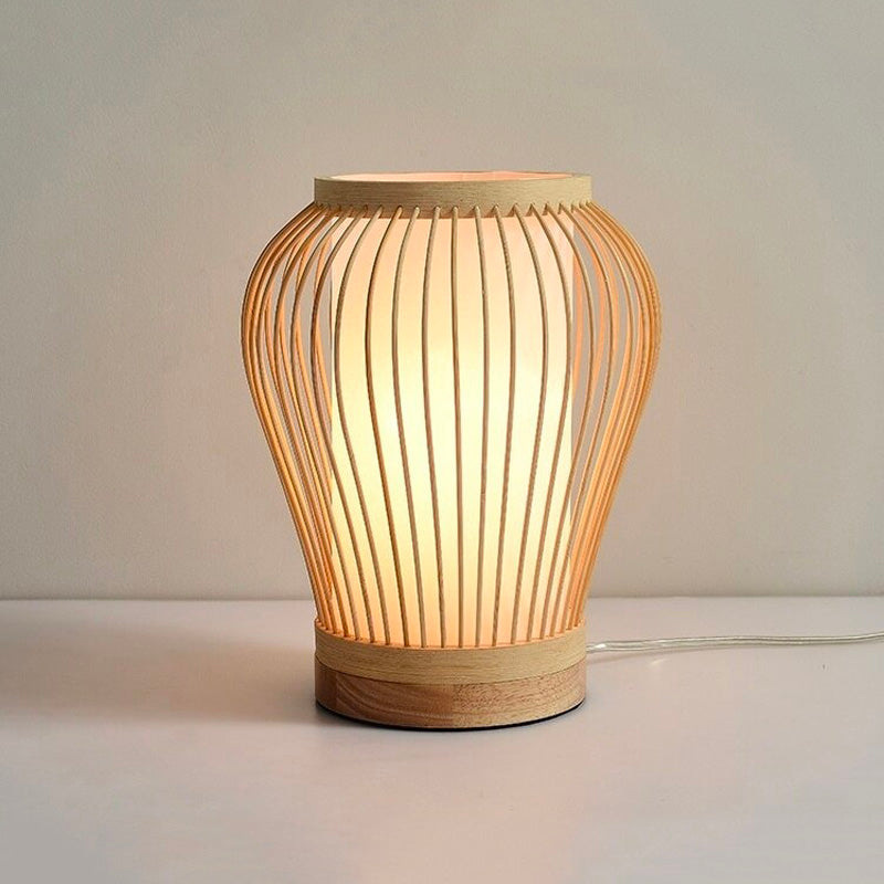 Bamboo Lantern Bedside Lamp - Hand-Woven Natural Design