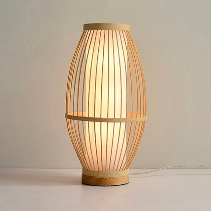 Bamboo Lantern Bedside Lamp - Hand-Woven Natural Design