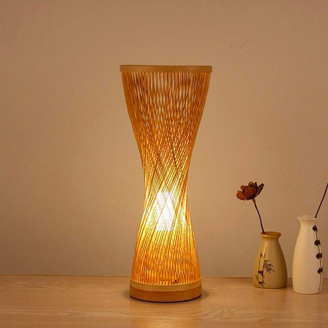 Knitted Bamboo Bedside Lamp for Bohemian Style Decor