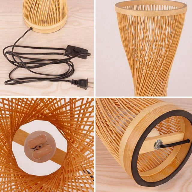 Knitted Bamboo Bedside Lamp for Bohemian Style Decor