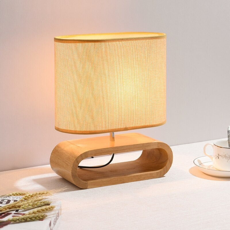 Nordic Wooden Bedside Lamp with Touch-Sensitive LED Design