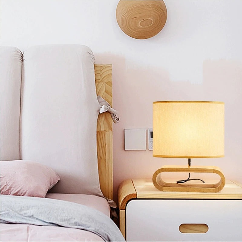 Nordic Wooden Bedside Lamp with Touch-Sensitive LED Design