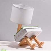 Robot Wooden Bedside Lamp with Retro Edison Style
