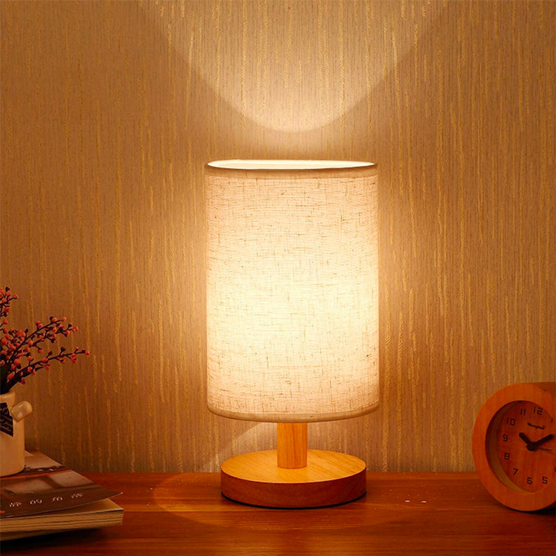 Scandinavian Wooden Bedside Lamp with Touch Control Design