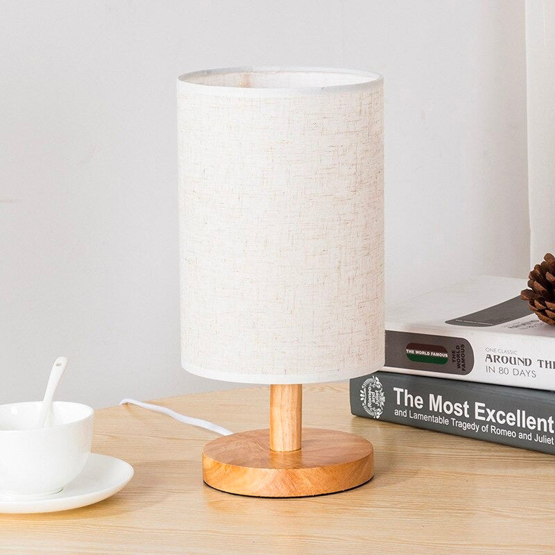 Scandinavian Wooden Bedside Lamp with Touch Control Design