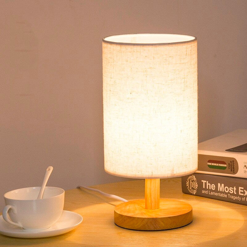 Scandinavian Wooden Bedside Lamp with Touch Control Design