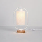 Industrial Style Wooden Bedside Lamp with Metal Accent