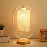 Industrial Style Wooden Bedside Lamp with Metal Accent