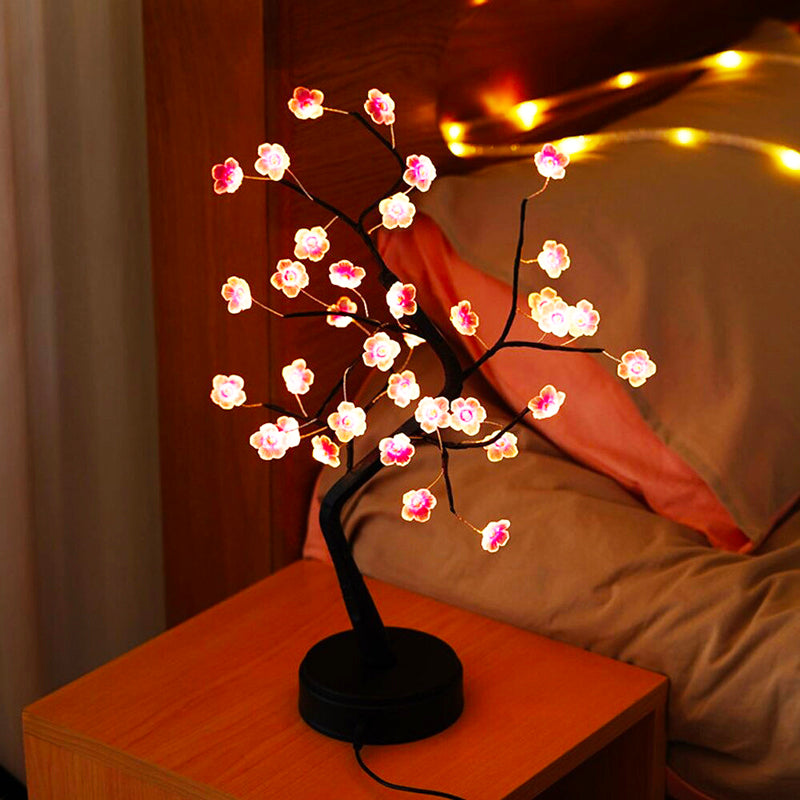 Flowery Bonzai Bedside Lamp - USB Rechargeable Fantasy Decor