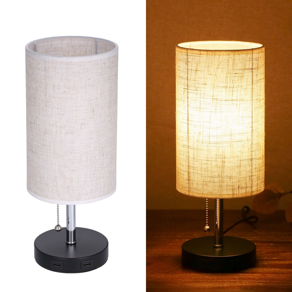 Scandinavian Style Bedside Lamp With Charger And Touch Control