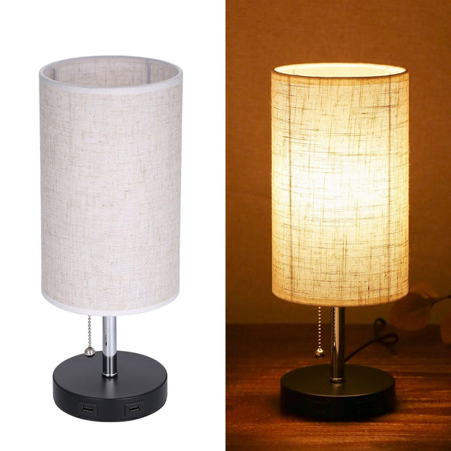 Scandinavian Style Bedside Lamp With Charger And Touch Control