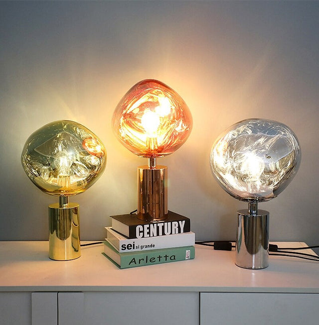 Lava Ball Design Bedside Lamp with Chic Glass Style