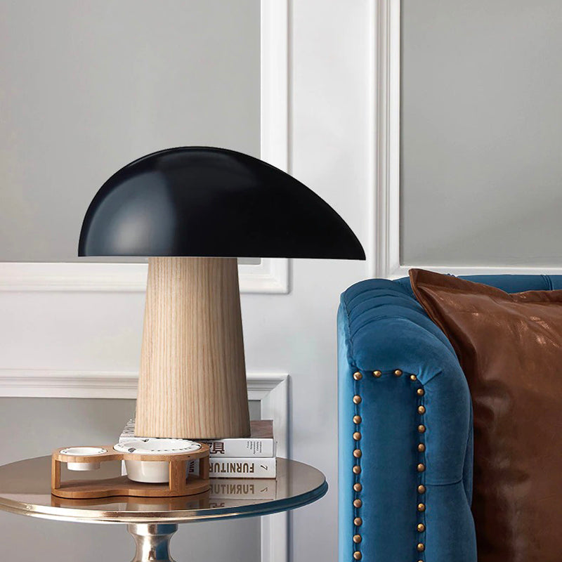 Design Mushroom Bedside Lamp in Wood and Resin Style