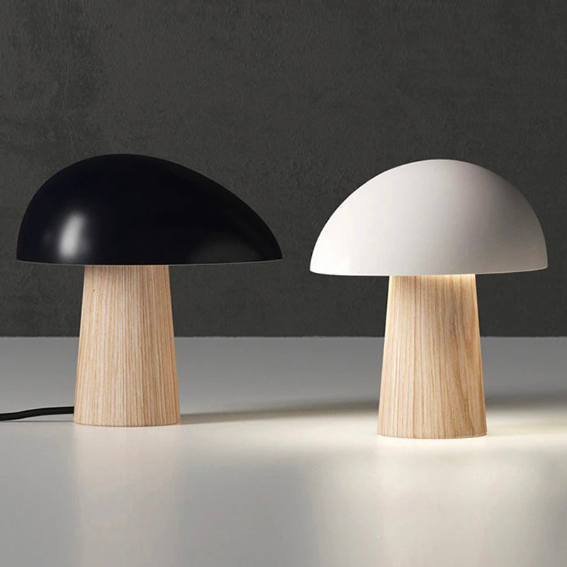 Design Mushroom Bedside Lamp in Wood and Resin Style