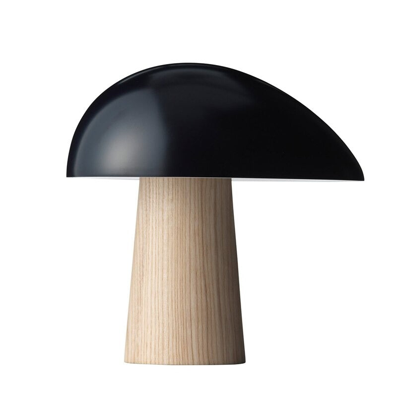 Design Mushroom Bedside Lamp in Wood and Resin Style