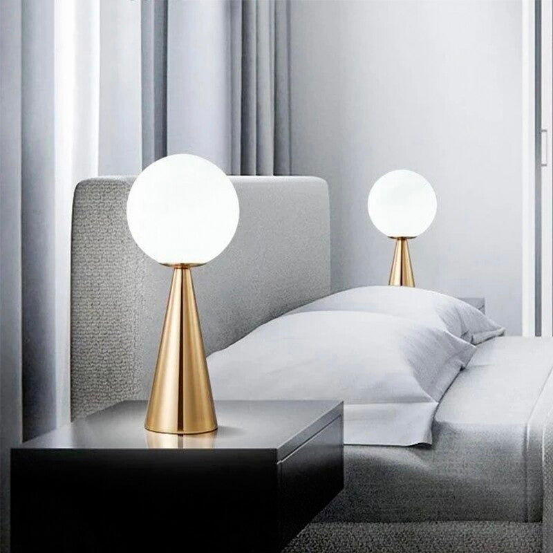 Modern Golden Bedside Lamp with Touch-Sensitive LED Design