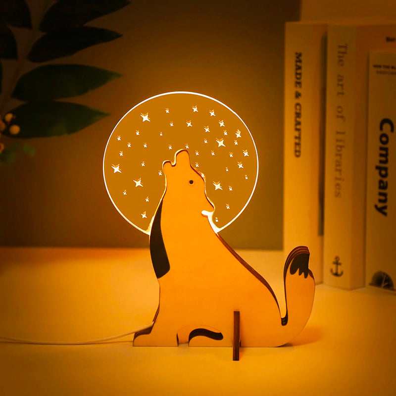 Wooden Animal Bedside Lamp for Children in Cute Design