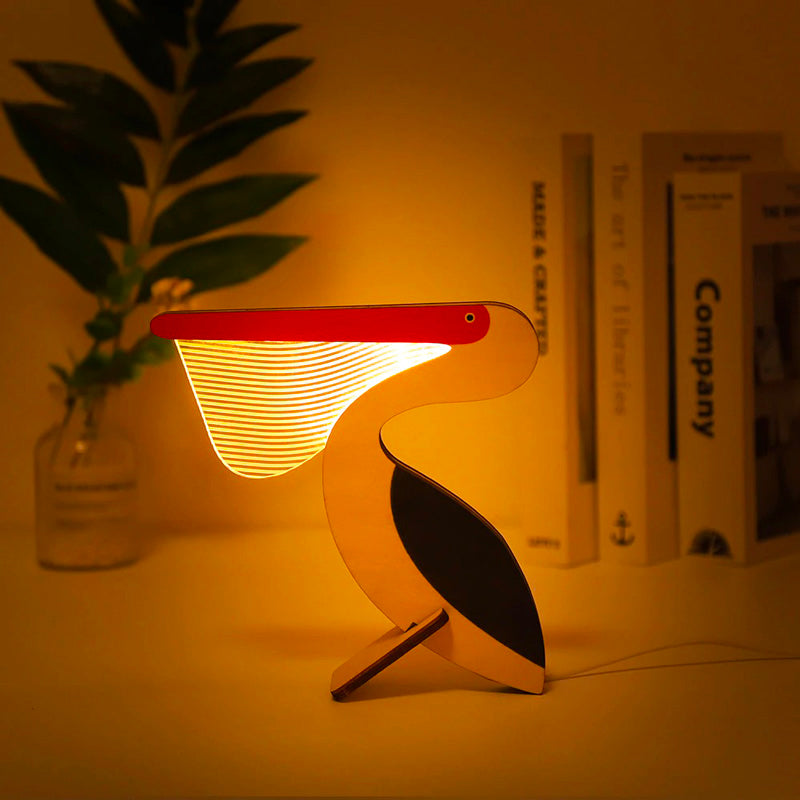 Wooden Animal Bedside Lamp for Children in Cute Design