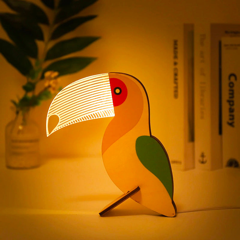 Wooden Animal Bedside Lamp for Children in Cute Design