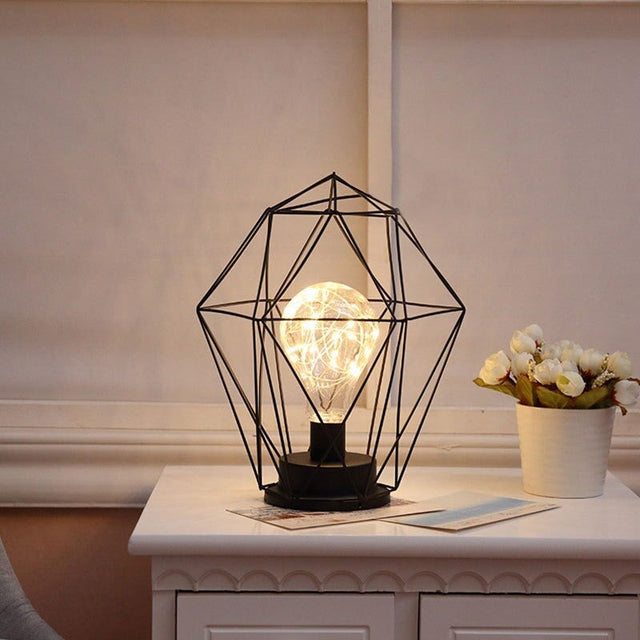 Industrial Battery-Powered Bedside Lamp With Colorful Beads