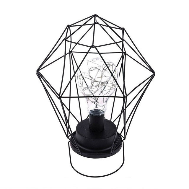 Industrial Battery-Powered Bedside Lamp With Colorful Beads