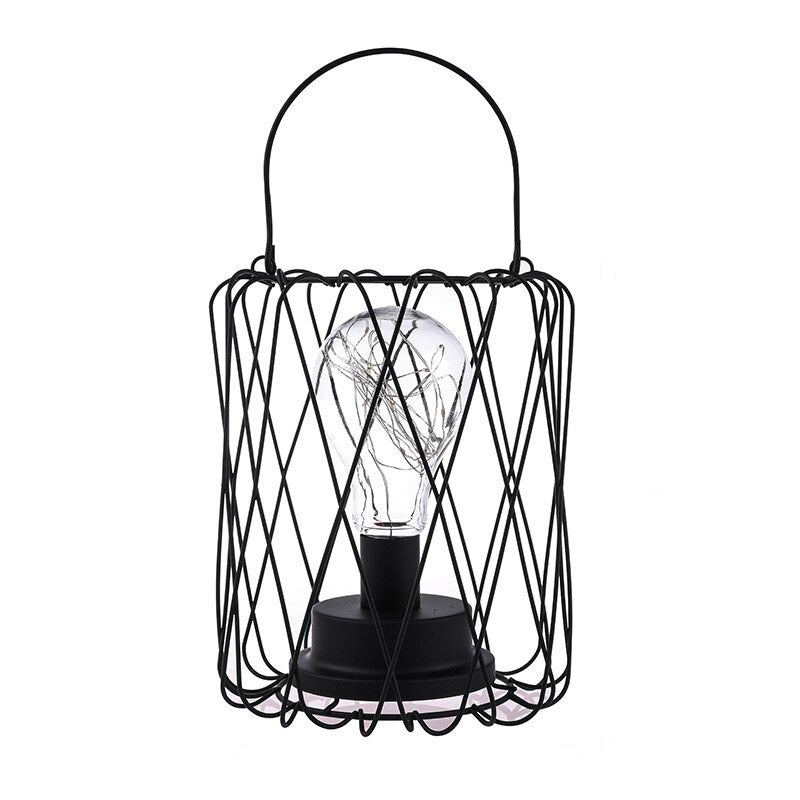Industrial Battery-Powered Bedside Lamp With Colorful Beads