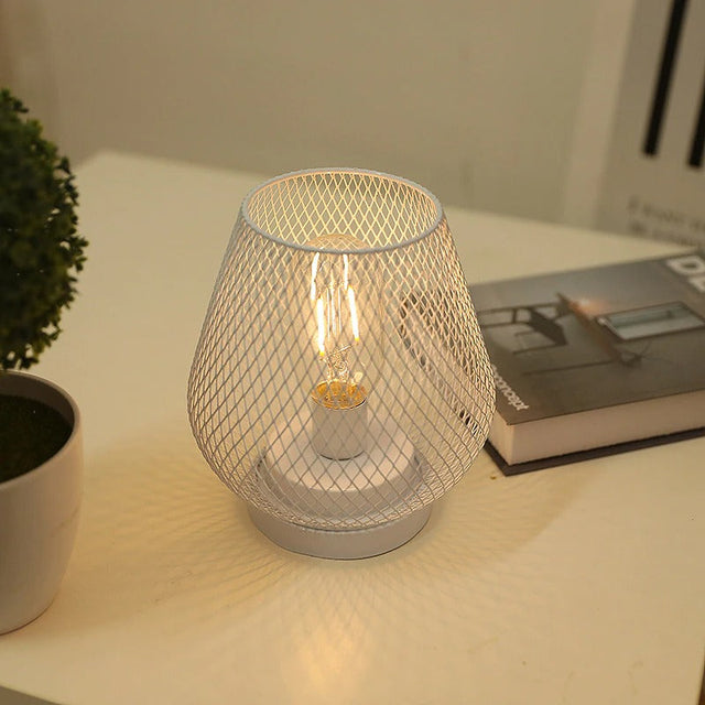 Cage Industrial Bedside Lamp with LED, Cordless Design
