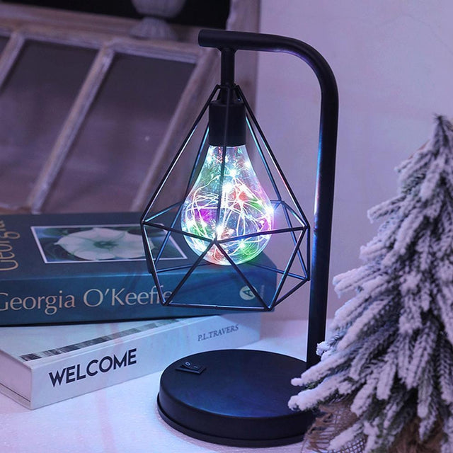 Cordless Industrial Bedside Lamp with LED Bulb and Vintage Style