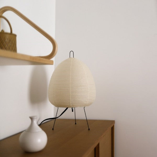 Akari Japanese Bedside Lamp with Paper Shade, Zen Style