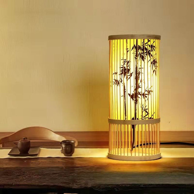 Japanese Bamboo Zen Bedside Lamp for Modern Decor