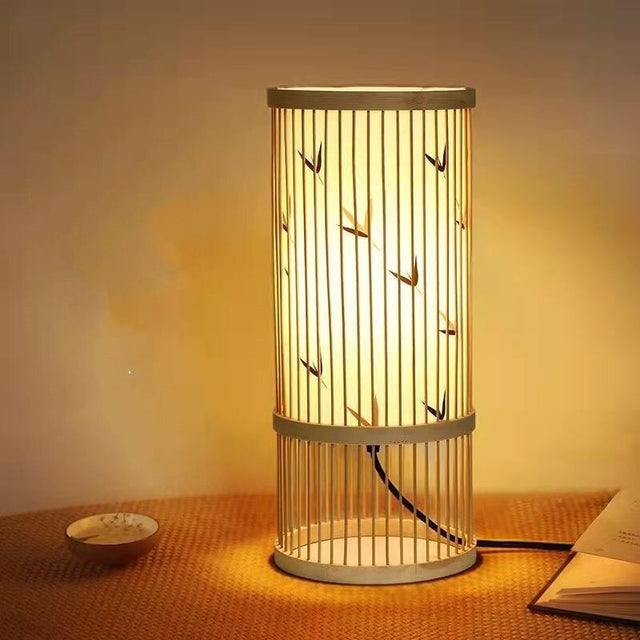 Japanese Bamboo Zen Bedside Lamp for Modern Decor