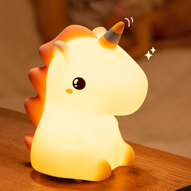 Touch-Sensitive Unicorn Bedside Lamp Cordless Design