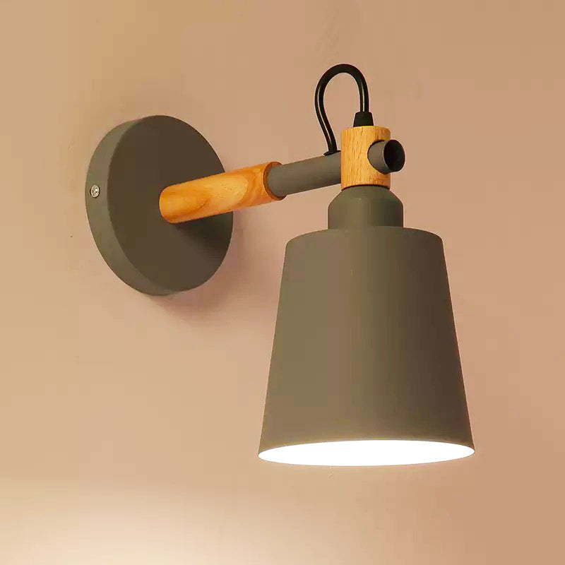 Nordic Wooden Wall Bedside Lamp with Touch Sensor LED