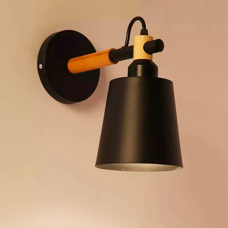 Nordic Wooden Wall Bedside Lamp with Touch Sensor LED