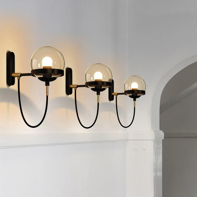 Chic Design Wall Bedside Lamp with Glass Ball Shade