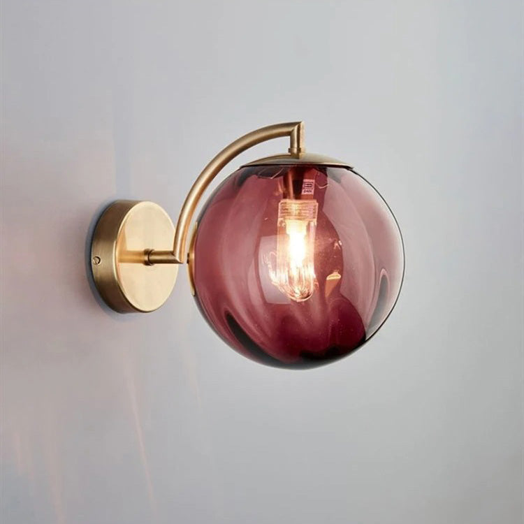 Modern Design Ball-Shaped Wall Bedside Sconce Lamp in Smoked Glass