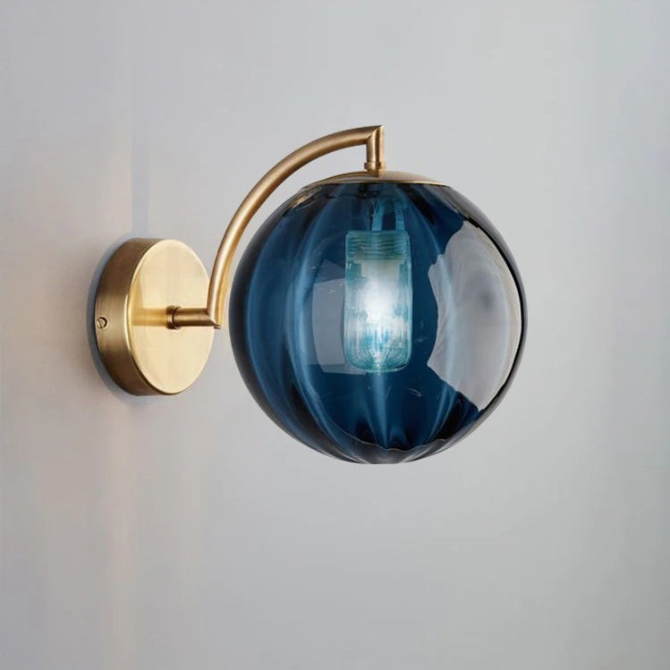 Modern Design Ball-Shaped Wall Bedside Sconce Lamp in Smoked Glass