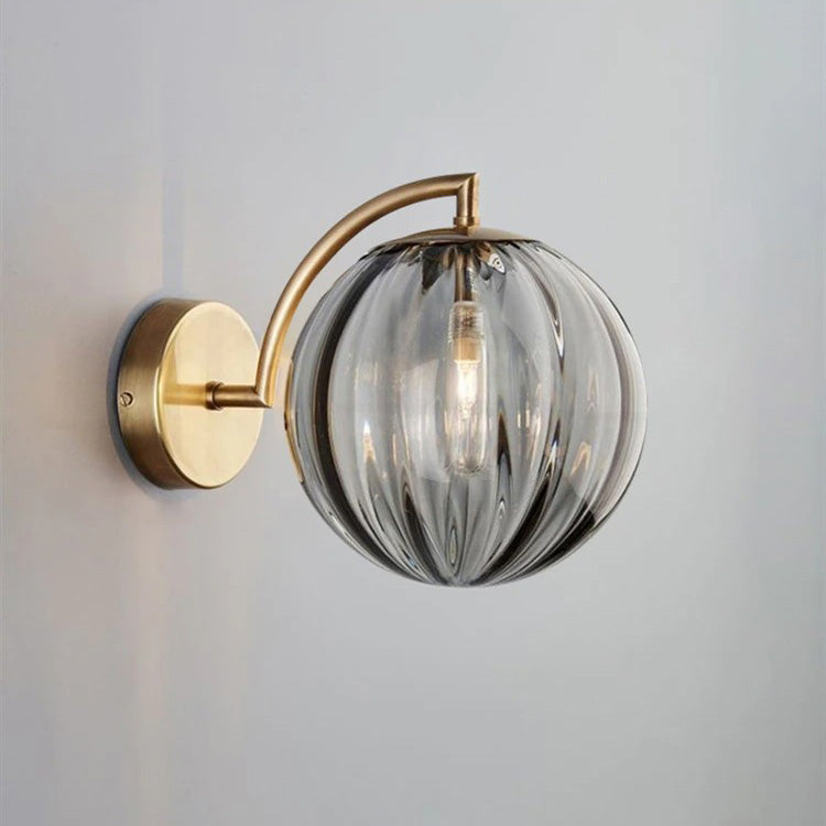 Modern Design Ball-Shaped Wall Bedside Sconce Lamp in Smoked Glass