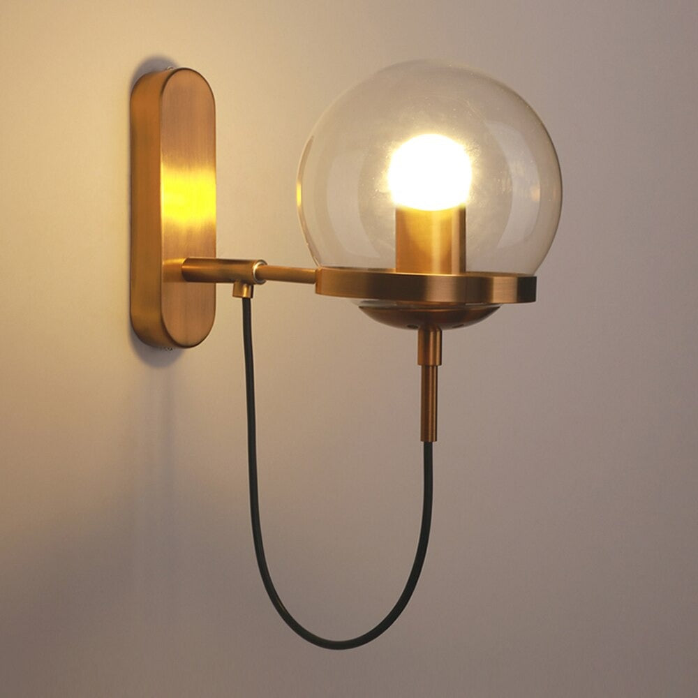 Chic Design Wall Bedside Lamp Sconce with Glass Ball Shade